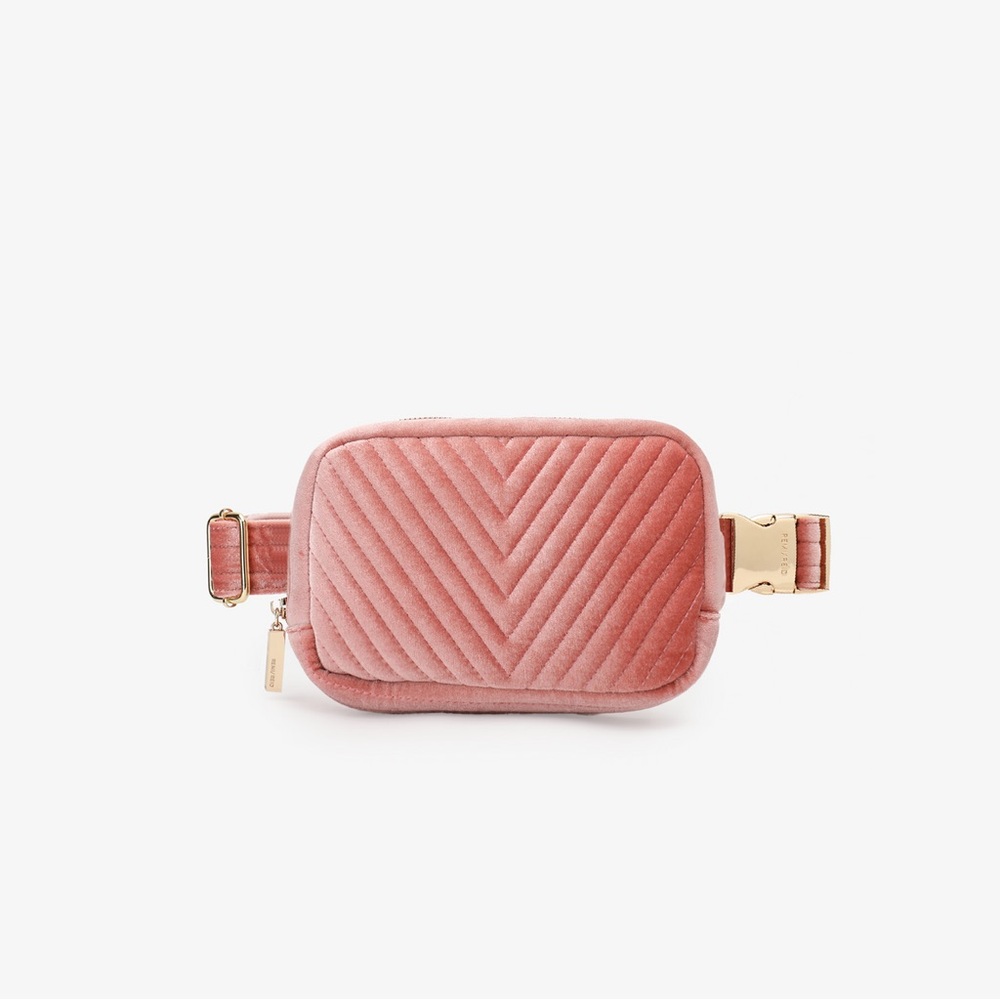 REMI/REID - AERIN VELVET QUILTED BELT BAG PINK - BNWT!